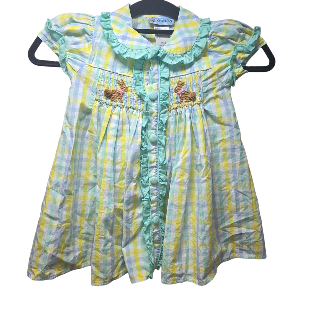 Kids Plaid Dress with Embroidered Details